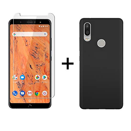 TBOC Pack: Funda de Gel TPU Negra + Protector Pantalla Vidrio Templado para bq Aquaris X2 / X2 Pro [5.65 Pulgadas]. Funda Silicona Ultrafina Flexible. Resistente Golpes Caídas Arañazos.
