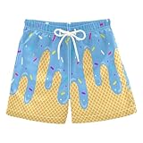 SLHKPNS Blue Ice Cream Boy Swim Trunks Quick Dry Bathing Suit Swimsuit,Toddler Beach Board Shorts S