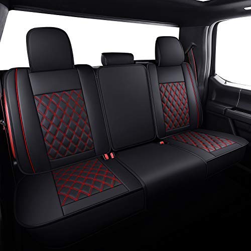 Image of Aierxuan Rear Car Seat Covers for Ford F150 F250 F350 F450 Truck(Black-Red)