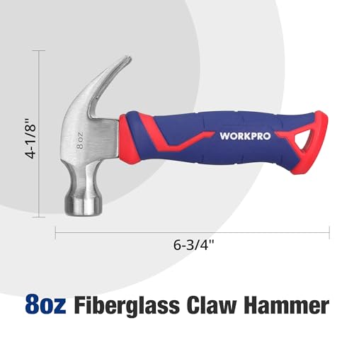 WORKPRO 8 oz Claw Hammer, Small Hammer with Fiberglass Handle by WORKPRO - Used condition - Image 2