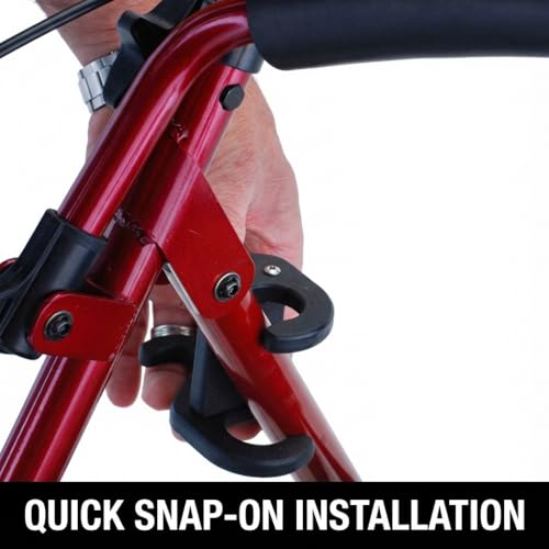 NOVA Snap-On Cane Holder for Walkers & Rollators – No Tools Required, Side-Mount Cane Clip, Durable Plastic – Fits 7/8” Cane & 1” Walker/Rollator Tubes - Thumbnail 6