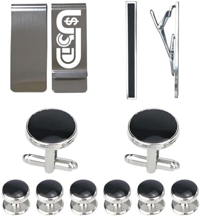 Men's Cufflinks and Tuxedo Studs Set with Tie Clip image 5