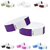 J&R Wristbands Bracelets Tyvek, 100 Pieces (Pourpre)