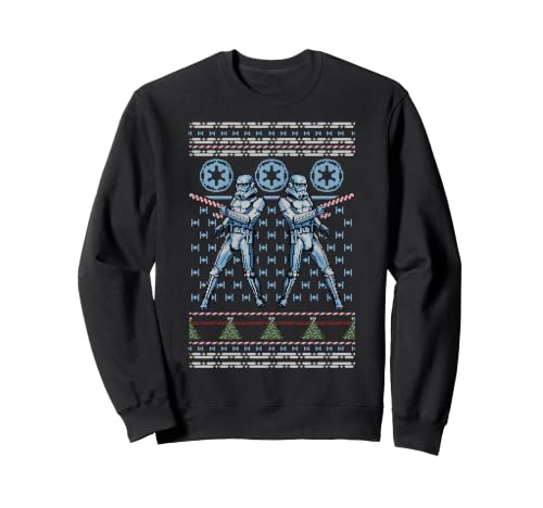 Image of Star Wars Christmas Stormtrooper Candy Cane Ugly Sweater Sweatshirt