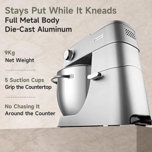 Hauswirt Stand Mixer 6QT XL Large, 4.5" LED Touch Screen Electric Household Stand Up Mixer, Full Metal Structure Standing Mixer 11-Speed, Dough Cake Bread Mixer – Silver - image 4