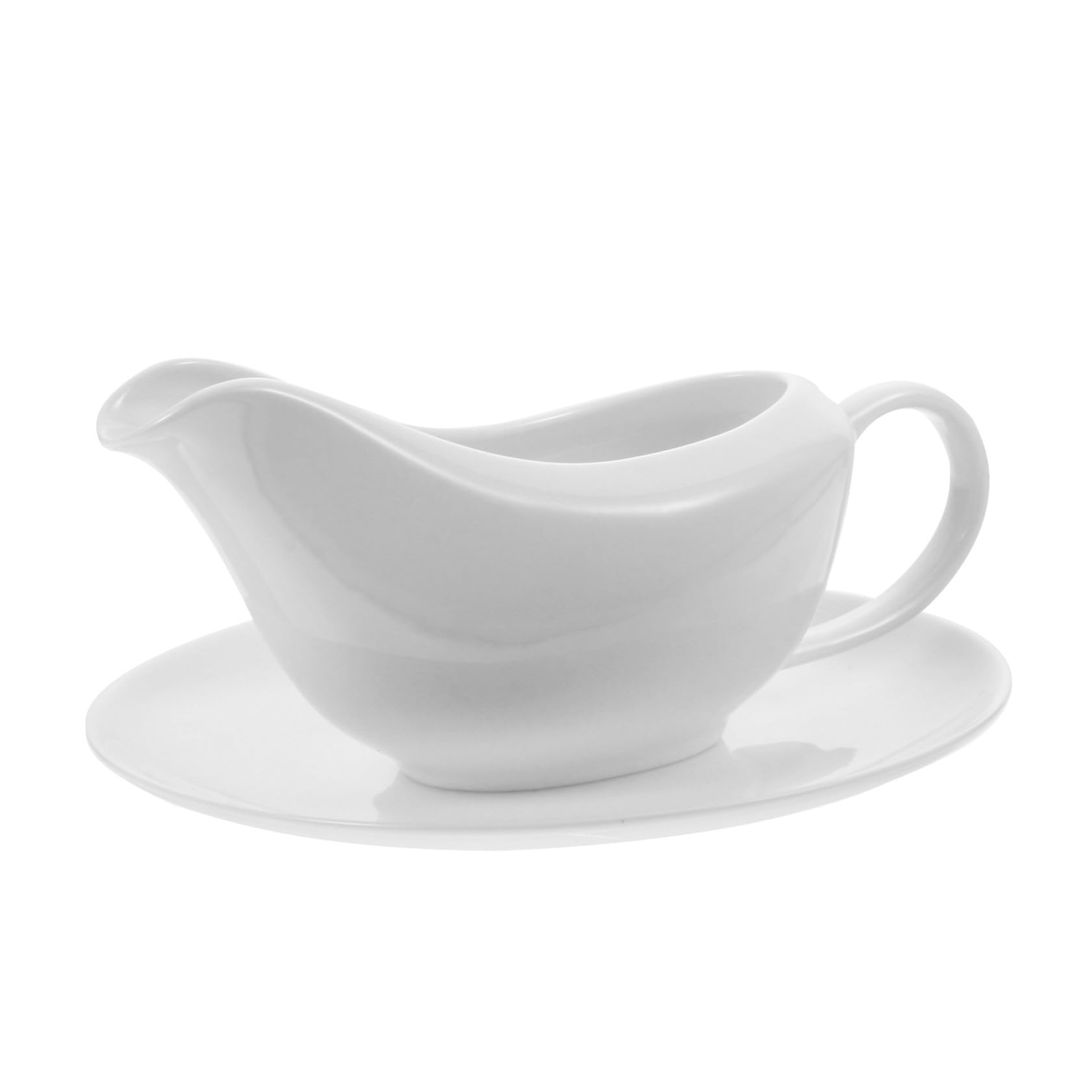 Saucière blanche avec poignée ergonomique et bec verseur anti-goutte GARVALON