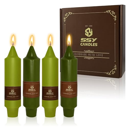Olive Green & Grass Green Candles 5 inch Short Candle Unscented Taper Candles Ideal as Dinner Candles Smokeless Long Burning Candlesticks for Weddings Dinner Party Home Decor