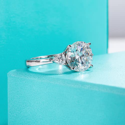 AnuClub 4.6ct Moissanite 3 Stone Engagement Rings D Color VVS1 Round Cut 925 Sterling Silver Anniversary Wedding Promise Ring for Women Size 5.5 by AnuClub - Used condition - Image 3