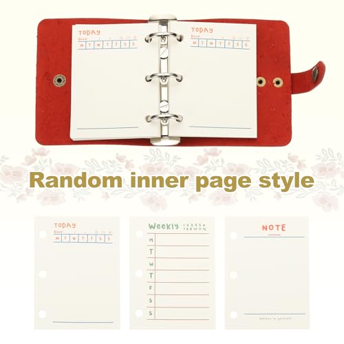 Notebook Binder A9 en cuir rouge pour vos notes de bureau et étude - 5