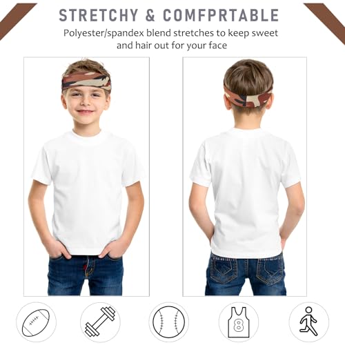 4 Pieces Kids Sports Headbands Athletic Sweatbands Headband Wicking Elastic Hairband for Girls and Boys Toddler Children4