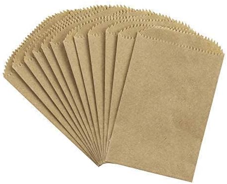 Brown Paper bags for Food | Brown Paper Pouch | Paper Carry bags, Disposal bags- 100 Pieces (5 * 8 Inch)