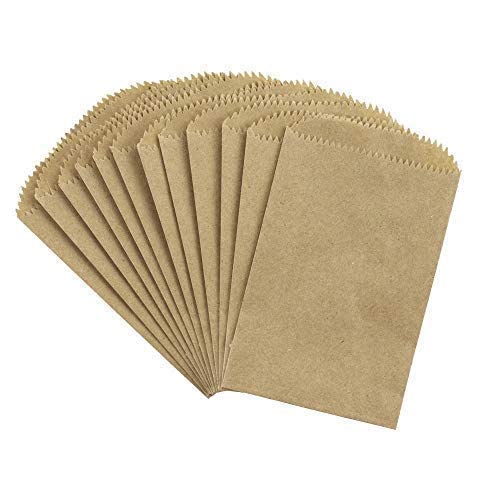 Brown Paper bags for Food | Brown Paper Pouch | Paper Carry bags, Disposal bags- 100 Pieces (5 * 8 Inch)