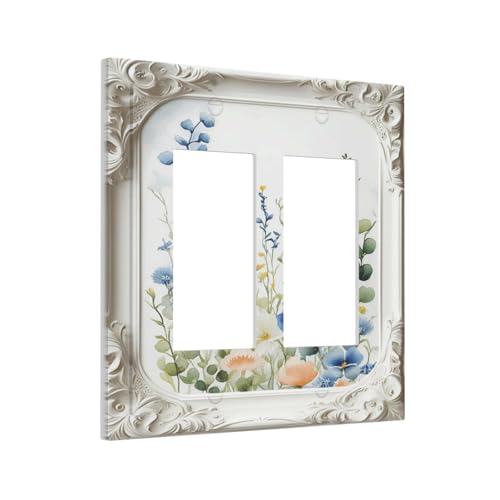 Placa de pared para decoración del hogar con marco floral para interruptor de luz doble 3