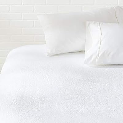 Amazon Basics Waterproof Breathable Mattress Protector, Queen Size, 18 inch Deep, Machine Washable, White