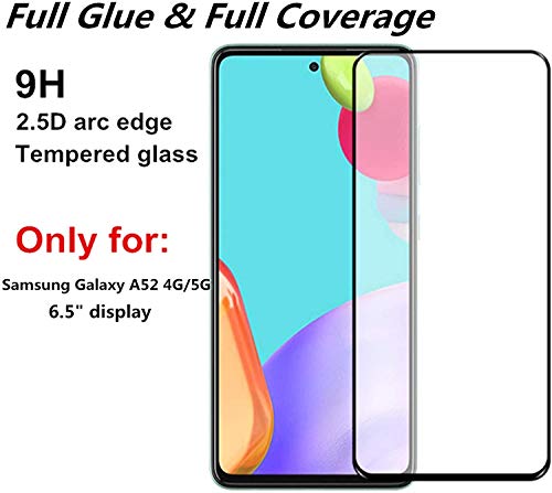 Image of ZARALA Tempered Glass Screen Protector Compatible for (Black) with Edge to Edge Coverage and Easy Installation kit (Samsung Galaxy A52 4G /5G)