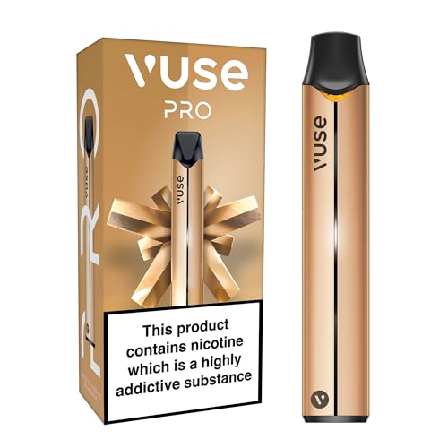 Vuse Pro Vape Kit, Slim Design, Fast Charging, Splash-Resistant, reusable vape, rechargeable vape, refillable vape, compatible with Vuse ePod 2 vape pods (Sold Separately), Gold