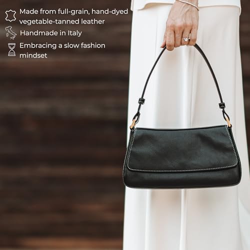 Time Resistance Leather Handbag - Full-Grain Leather Purse for Women - Shoulder Bag Made in Italy4