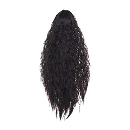 Lurrose Perruque Postiches Longue Bouclée Queue de Cheval Synthétique Extensions de Cheveux avec Griffepour Femmes Cosplay(Noir)