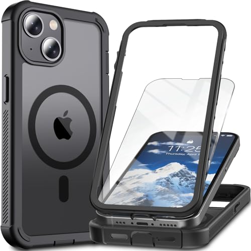 Ratcase Magnetic for iPhone 13/14 Case with Screen Protector-Black