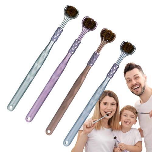 Spazzolino da denti per adulti a tre lati, spazzolino manuale, spazzolino a tre setole, spazzolini multi-lato per adulti e moderno spazzolino da denti angolare per gengive sensibili e cura dei