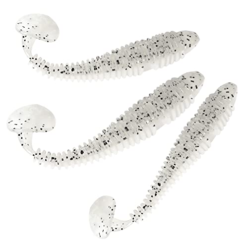Seavey Soft Lures，Paddletail Swim Baits，Saltwater Lures White，Soft Baits，15Pcs，2/3 Inches，Soft Plastics For Bass Fishing，Paddle Tail Swimbaits #TOP2