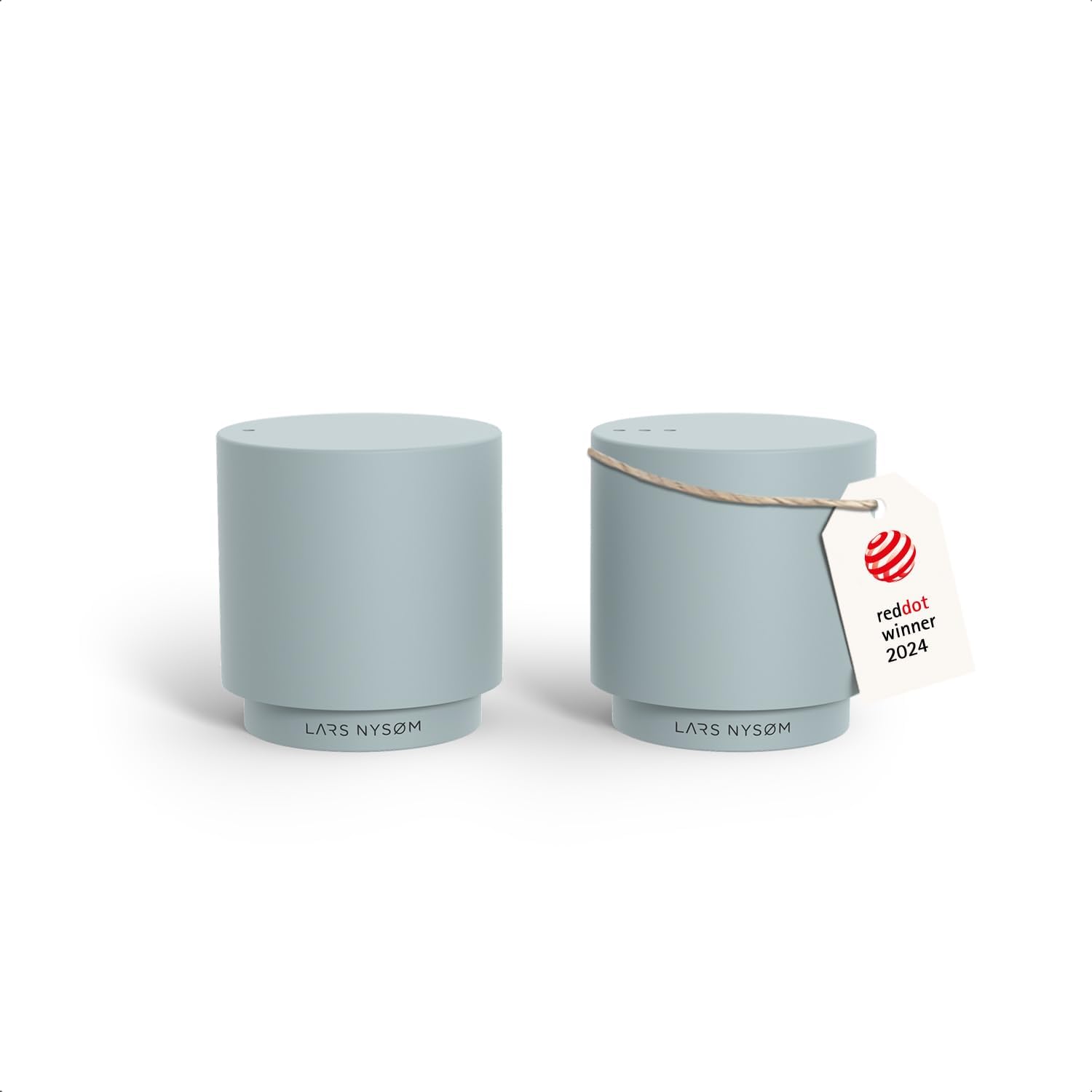 LARS NYSØM Mini Salt and Pepper Shakers Set | Stainless Steel Salt and Pepper Shakers with Modern Minimalist Design, Easy Refill, Small Size (Sage Green)
