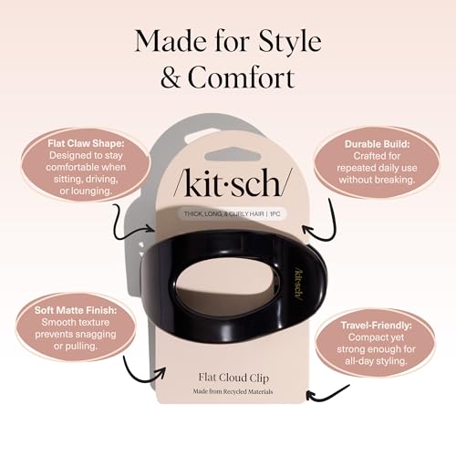 image for Kitsch Large Flat Claw Clips for Women - Stylish Flat Hair Clips, Stro