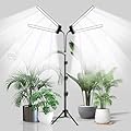 YEOLEH Floor Lamp Grow Light for Large Tall Plants Indoor, 6000K White Full Spectrum Plant Growing Light with Red Blue LED, Foldable Light Strip, Dimmable & Timer Function, Height 17-62‘’