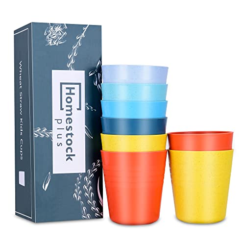 【Set Of 8】Reusable Wheat Straw Drinking Cups - 8 Ounce Unbreakable Water Cups - Stackable Bpa Free Small Drinking Glasses Set -Dishwasher Safe For Home Kitchen Parties Camping Supply #TOP13