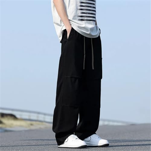 Men Spring Wide Leg Washing Jean Loose Street Trousers Neutral Solid Color Thin Cargo Pants4