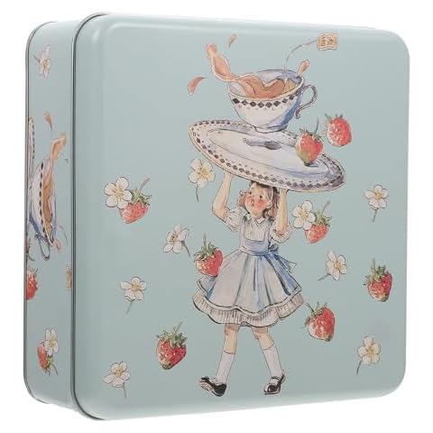 ABOOFAN Metal Cookie Tins with Lids Square Tin Box Decorative Storage Container for Candy, Treats, Tea, Candle, Favors and Crafts Cover