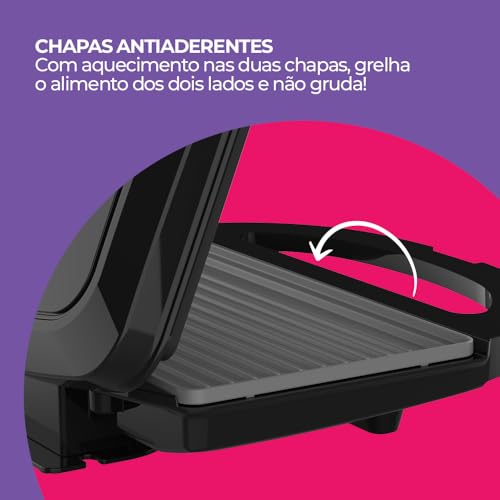 Sanduicheira Elétrica Cadence Toast & Grill, Preta, 750W, 110V, SAN260 glide