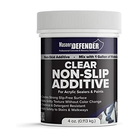 MasonryDefender Fine Grit Clear Anti Slip Additive Floor Grip for Acrylic Sealers & Paints 4 oz for 1 Gallon - Creates Slip Resistant Surface Cover