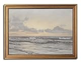 Gold Framed Wall Art Vintage Canvas Wall Art Aesthetic Coastal Landscape Sea Sky Artwork Prints Picture for Living Room Bedroom Farmhouse Bathroom Office Decor, 8x10