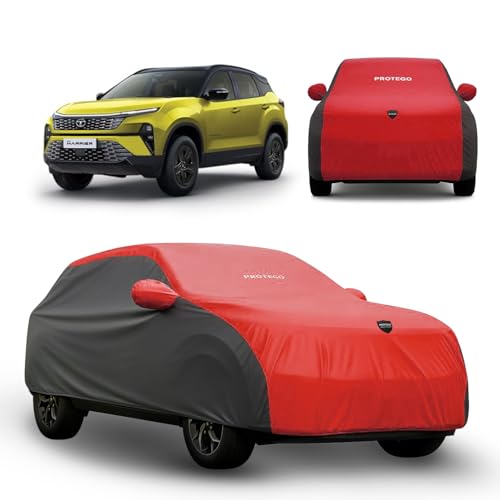 Image of PROTEGO Prime Series India's 1st Anti-Tear Car Cover for Tata Harrier | Heavy Duty, Custom Fit, All Weather Protection | 100% Waterproof, Windproof & Hail Resistant | 2 Year Warranty | Red + Black