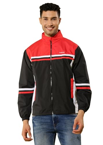Image of Dollar Men's Polyester Colourblock Windcheater Jacket With Zipper Pockets
