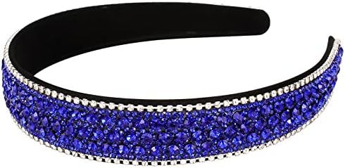 Wecoe Rhinestone Headband Women Girls Navy Blue Headband Fashion Headband Nonslip Bling Sparkly Crystal Diamond Headband Thin Headband Holiday Formal Hair Accessories For Women Girls Gift (Navy Blue)