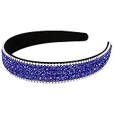 Wecoe Rhinestone Headband Women Girls Navy Blue Headband Fashion Headband Nonslip Bling Sparkly Crys
