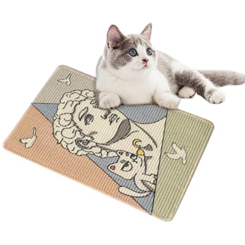 Jingshihaisu 猫 爪研ぎ 猫用爪とぎ サイザル麻 滑り止め猫爪とぎマット 爪研ぎシート 耐摩耗 爪を傷つけない 猫つめとぎ防止 爪切り不要 汚れ防止 柱 ソファ 家具 壁に貼る ペット用 猫用 寝室用 壁 ドア クローゼット (33*55cm,