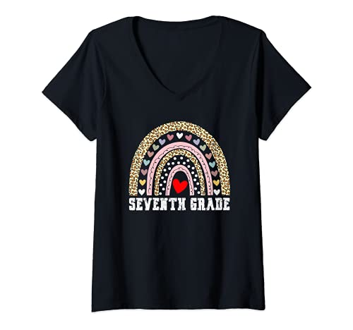 Mujer Seventh Grade Rainbow Girls Boys Teacher Team 7th Grade Squa Camiseta Cuello V