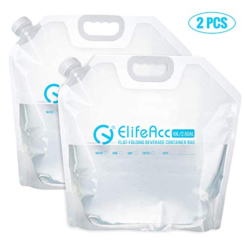 Contenedor de agua plegable bolsa de almacenamiento de agua para interior o exterior, mochila de emergencia, 2 unidades, tamaño 10L×2