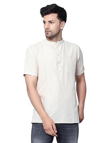 Image of LATEST CHIKAN Men's Cotton Regular Casual Strped Short Kurta Half Sleeves - (SK-LJ.DS.AS)