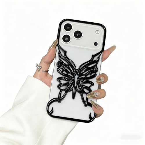 Coque iPhone 17 Pro papillon noir idéale pour garçons et filles