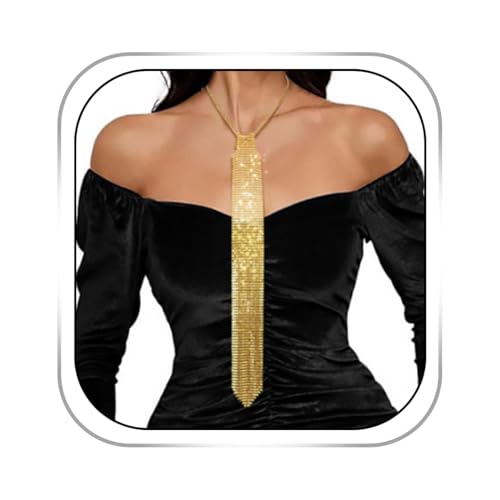 Sequins Neck Tie Black Sequins Strands Necklace Gothic Long Neck Tie Jewelry for Party Prom Daily