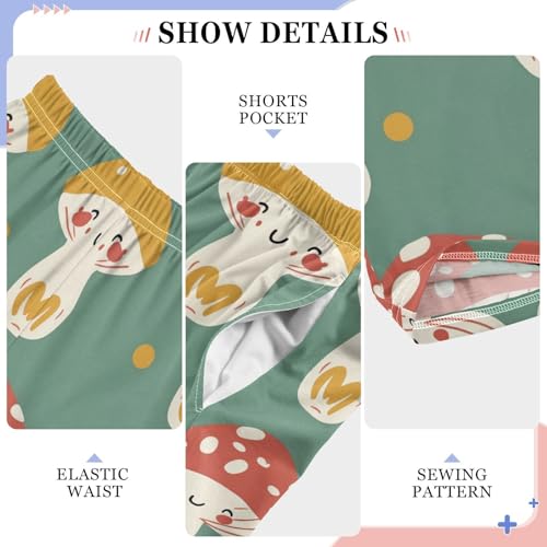 Mushroom Cute Teal Pajama Pants Long Sleep Pant Soft PJ Bottoms Sleepwear4
