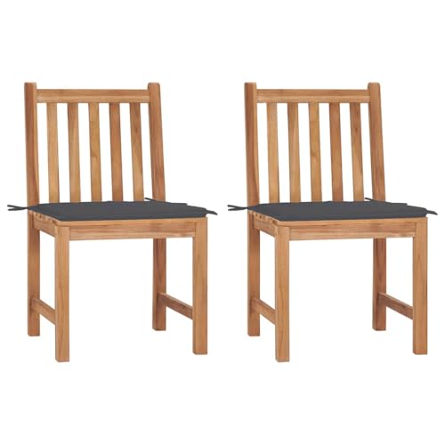 KCCKOM Patio Chairs 2 pcs with Cushions Solid Teak Wood, Outdoor Furniture, Outdoor Chairs
