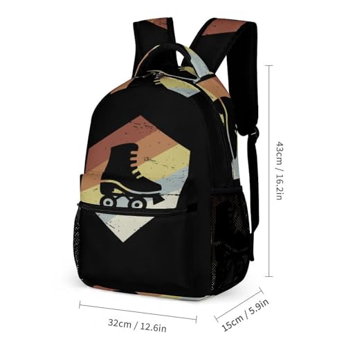 Vintage 70s Roller Skating Funny Backpack Set Lunch Bag Pencil Case Bag 3 in 1 for Men Women Travel Backpacks2