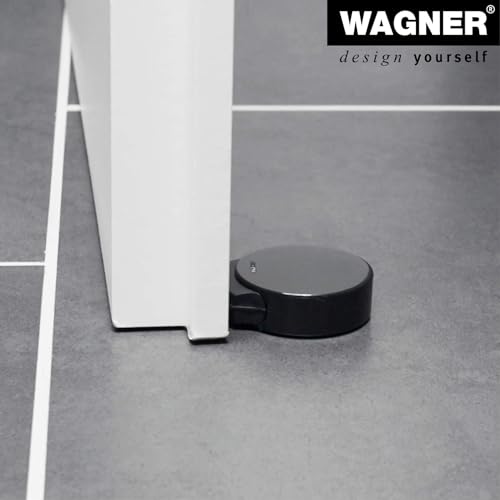 Wagner podłogowy stoper do drzwi Black Deluxe – Ø 50 x 55 x 17 mm, wysokiej jakości tworzywo sztuczne, wysoki połysk czarny, samoprzylepny, możliwość usunięcia bez pozostawiania śladów - 15510611