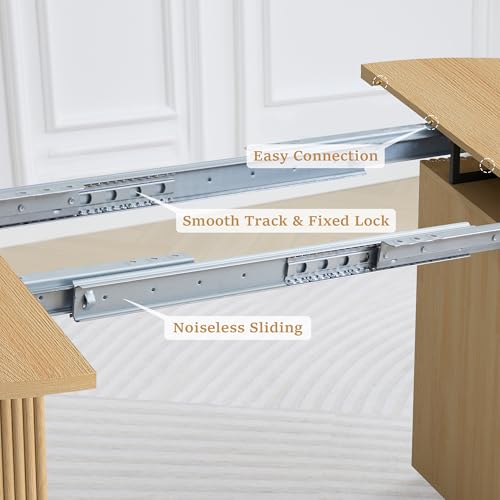 image for weselon 41 in-78 in Extendable Dining Room Table for 4-8, Round Expand