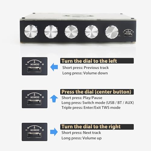 Image of ZK-AS21 2nd Gen 2.1 Channel Bluetooth Power Amplifier Board with TWS, 220Wx2 + 350W, TPA3255 Chip, Vehicle Amp with Bluetooth /AUX /USB Inputs